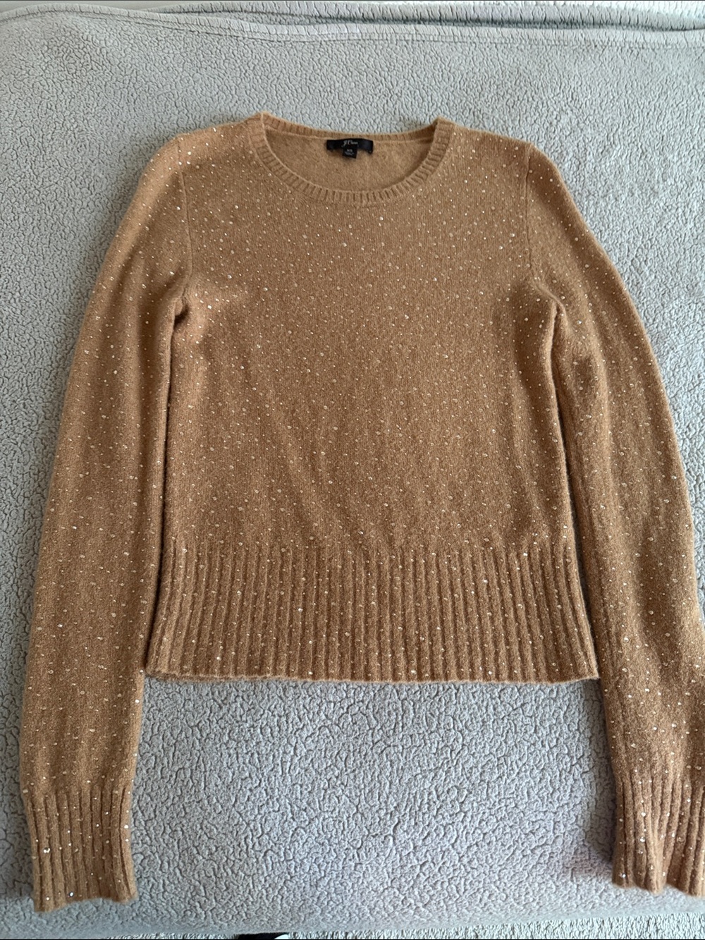 J. Crew Camel Sparkle Crewneck Sweater